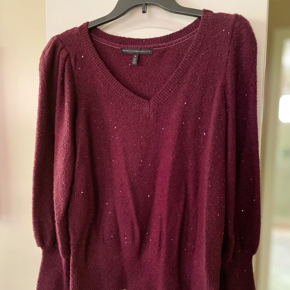 WHBM Burgundy Sparkle Sweater